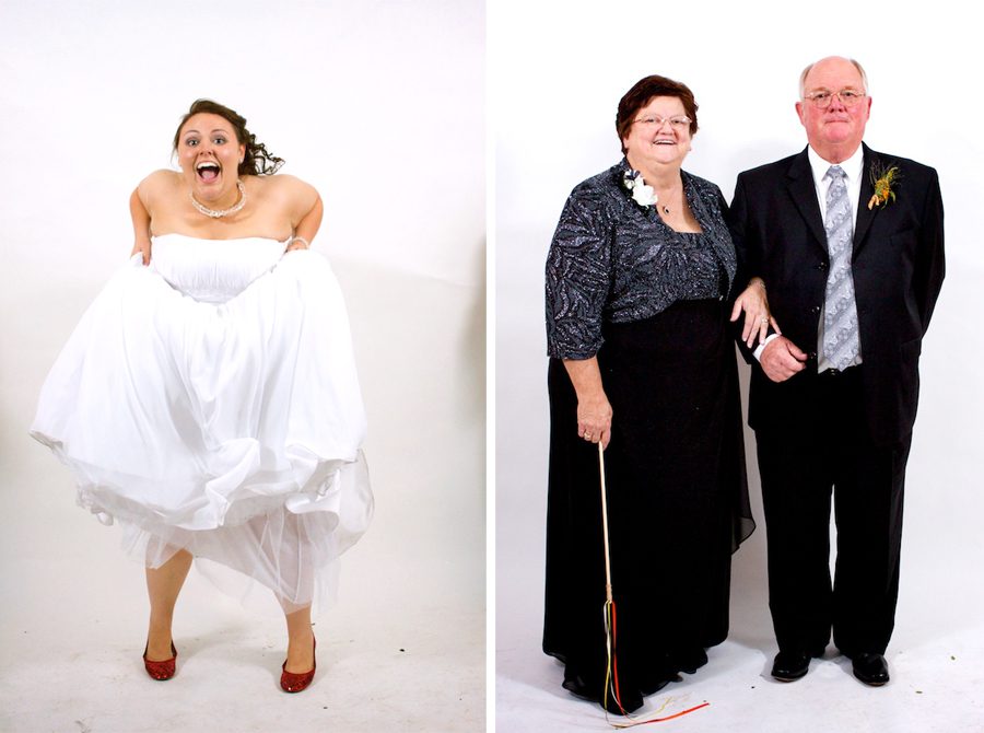 Funny bride in photo booth