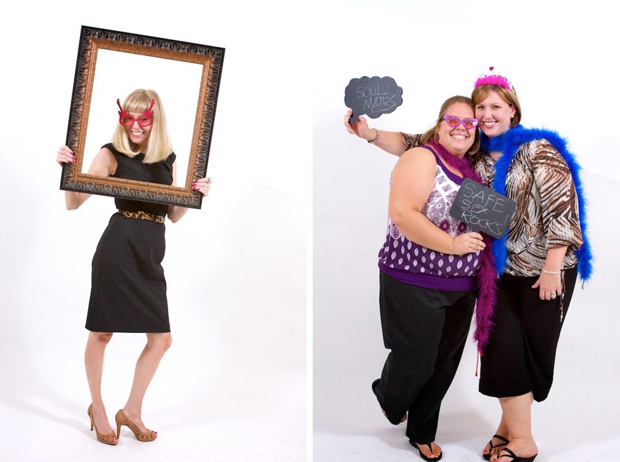 Photo booth girls having fun