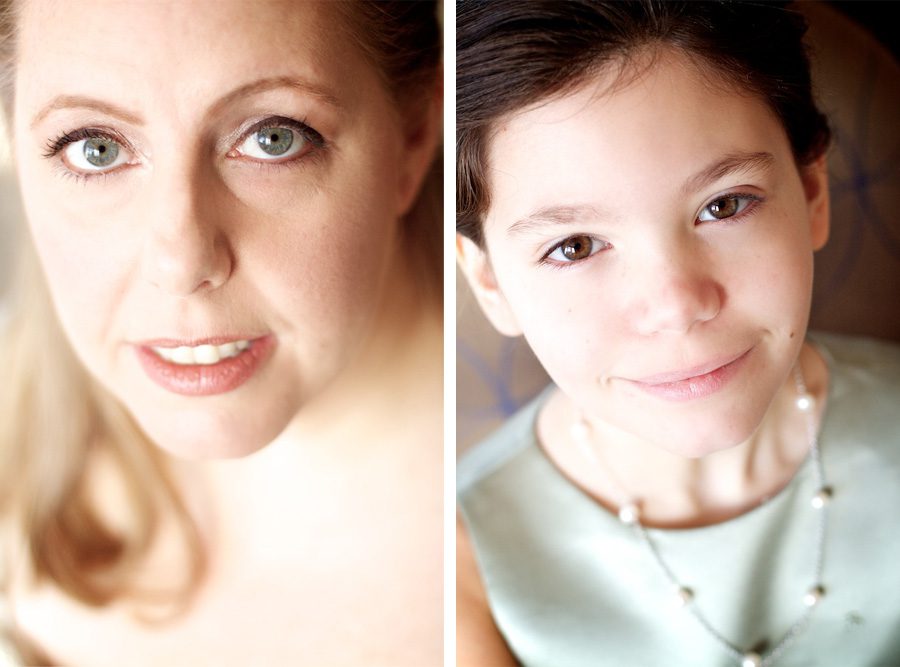 Bride flower girl portrait