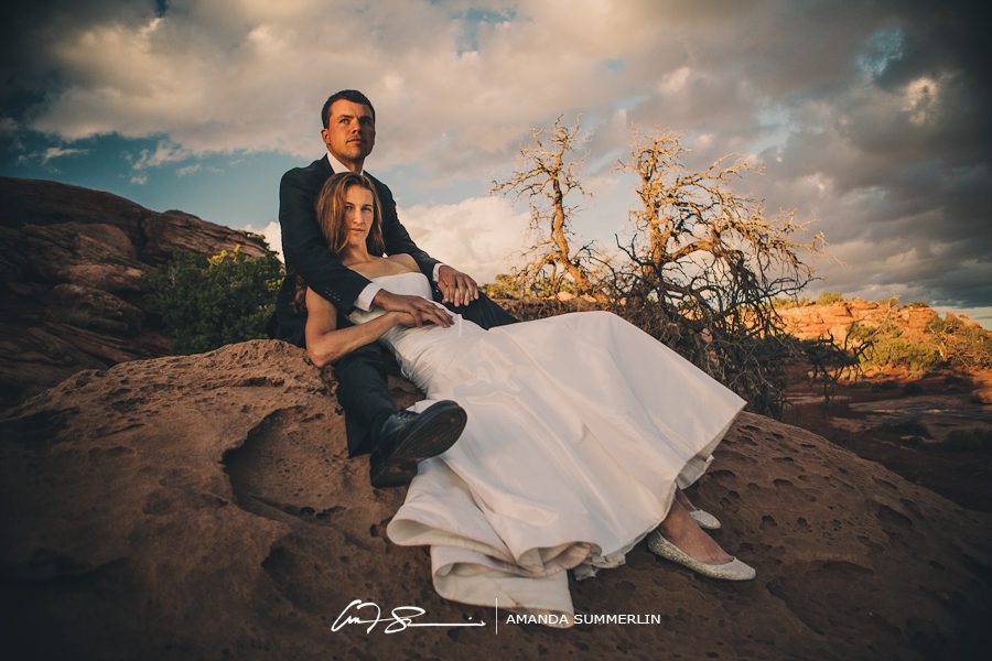 wedding portrait from utah canyonlands grand view point