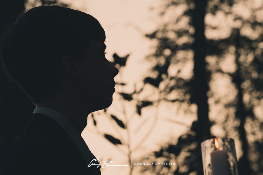 silhouette of son of lesbian at wedding