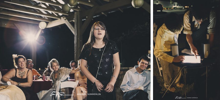 Young girl sings at wedding reception
