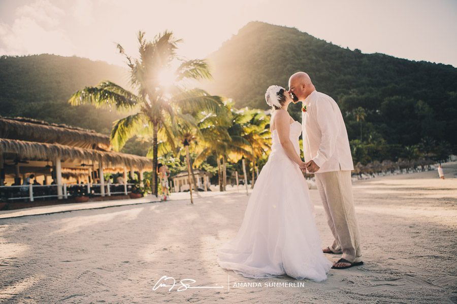 destination beach wedding photograph on beach in st lucia caribbean