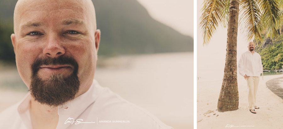 portrait of groom on beach at sugar beach jalousie plantation destination wedding