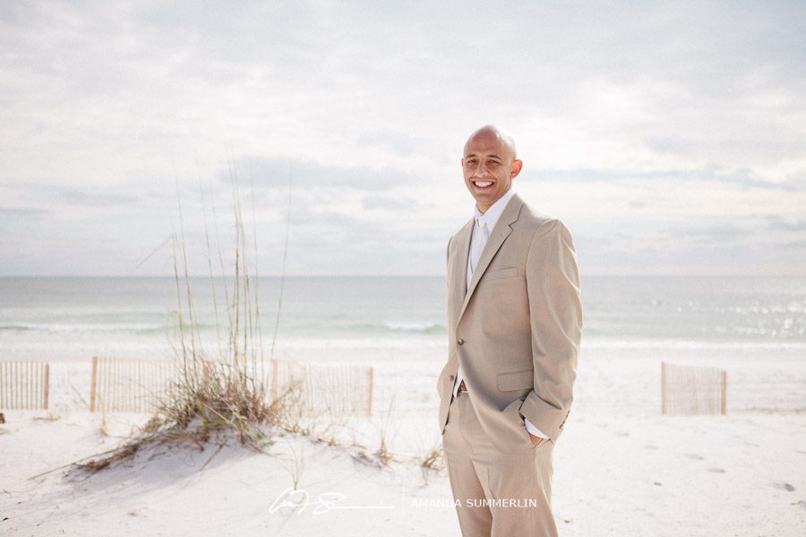 destination beach wedding groom portrait