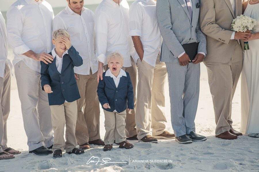 cute ringbearers at beach wedding