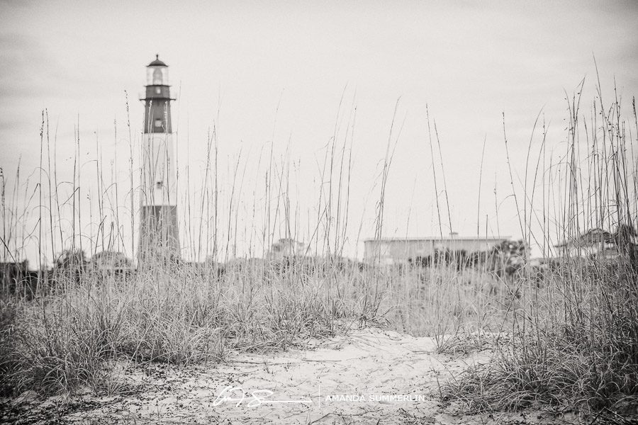black and white photo of tybee island lighthouse