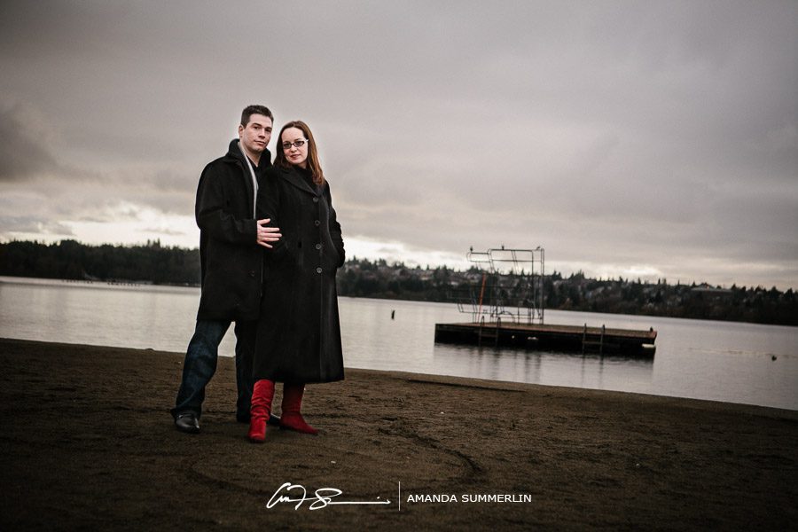 green lake park engagement photo in seattle
