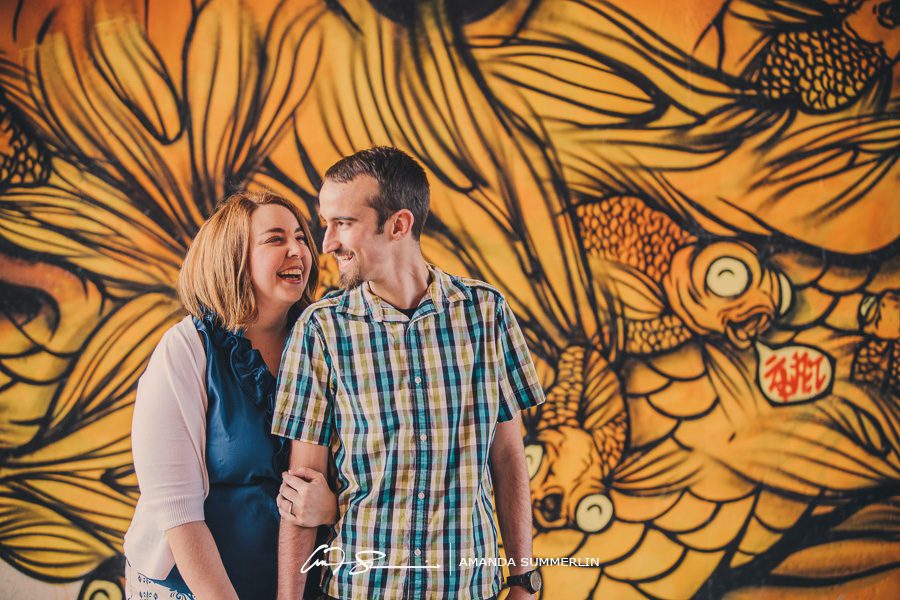 atlanta engagement picture with graffiti on the beltline