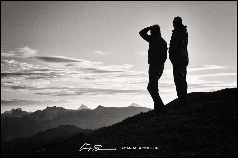 black and white photo at sunrise in colorado rockies