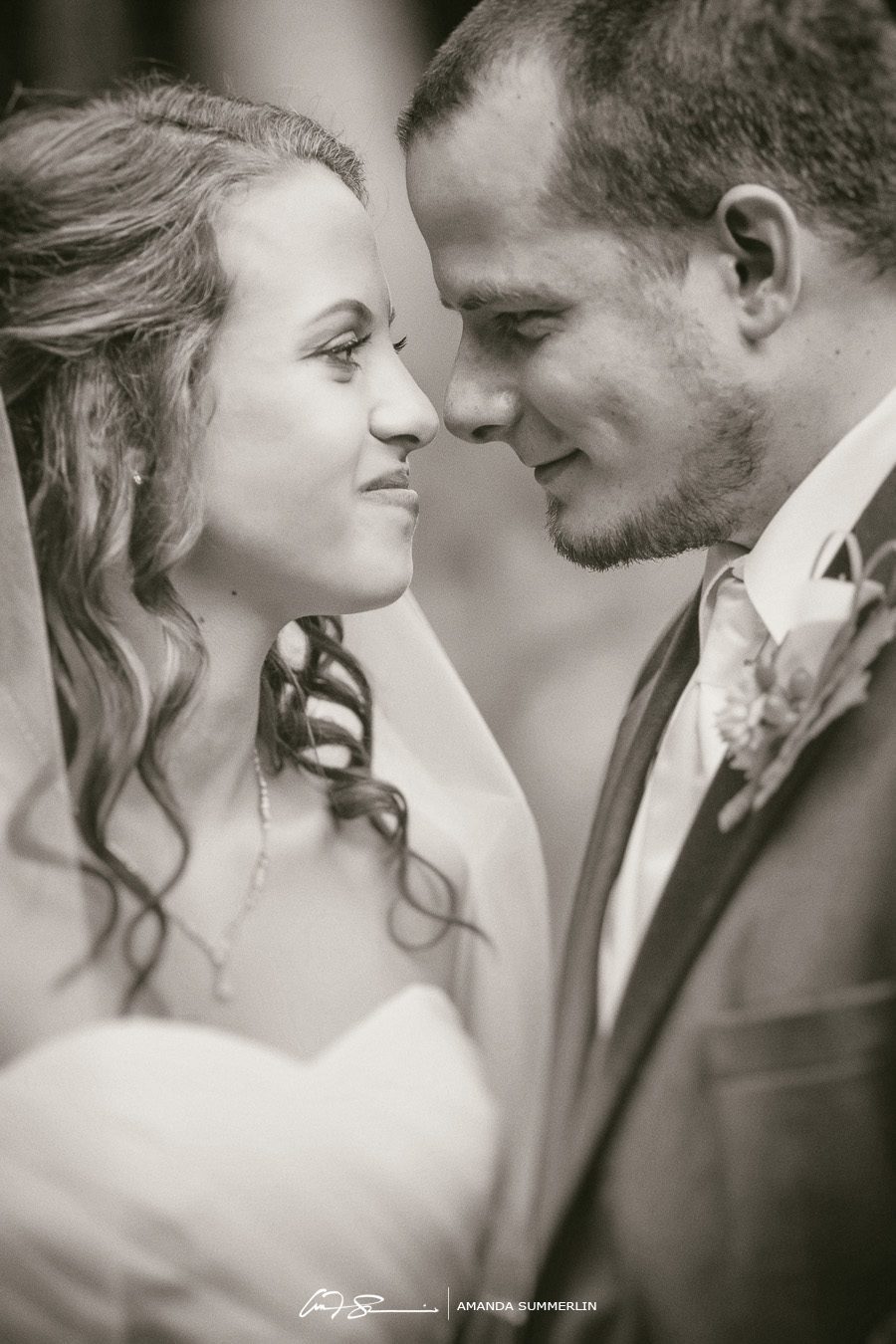 black and white photo of bride and groom-1