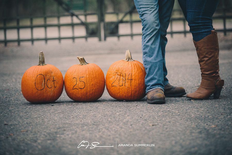 Engagement photo session with pumpkins