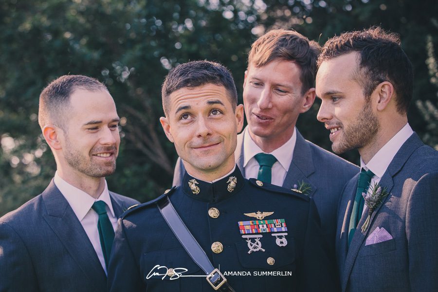 picture of marine and groomsmen at barr mansion wedding-1
