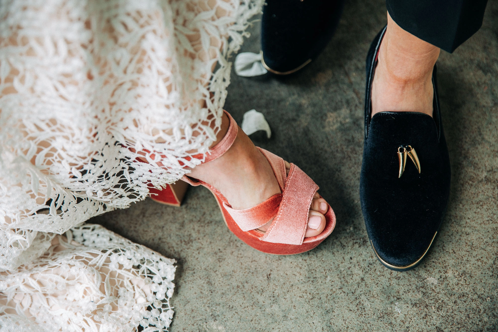 lesbian wedding detail of shoes